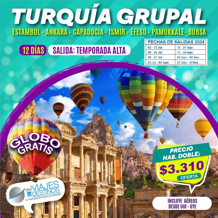 Catálogo Viajes y Destinos | Turquía Grupal  | 16/5/2024 - 7/9/2024
