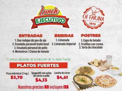 Ofertas de Restaurantes en Manta | Lunch Ejecutivo  de Ch Farina | 8/7/2024 - 31/7/2024