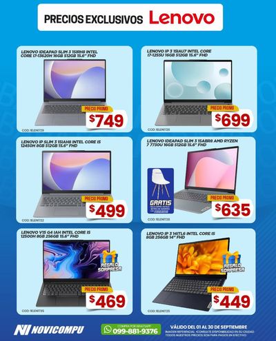 Catálogo Novicompu en Babahoyo | Precios Exclusivos Lenovo  | 3/9/2024 - 30/9/2024