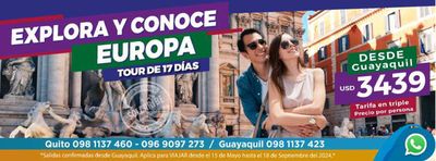 Ofertas de Viajes y Ocio en Sangolquí | Explora y conoce Europa  de Sol Caribe | 12/1/2024 - 18/9/2024