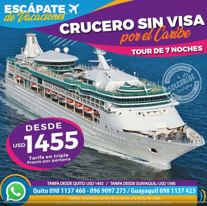 Catálogo Sol Caribe en Quito | Crucero sin visa por el Caribe | 1/3/2024 - 4/4/2024