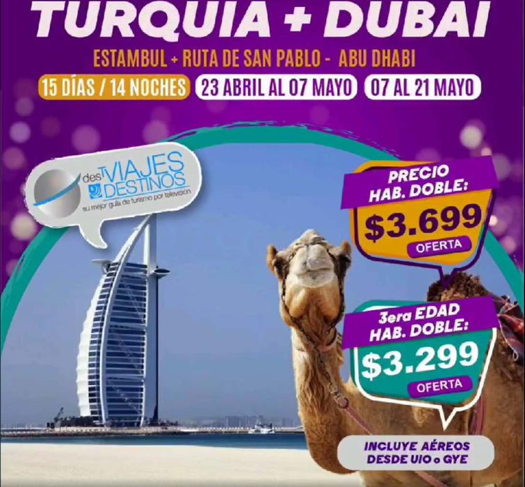 Catálogo Viajes y Destinos en Sangolquí | Turquía + Dubái | 23/4/2024 - 21/5/2024