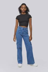 Oferta de Jeans Cargo Straight H&O Trybu por $41,06 en De Prati