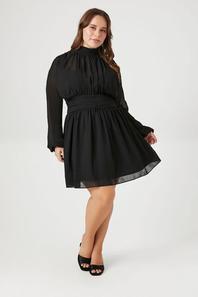 Oferta de Plus Size Shirred Chiffon Mini Dress por $14 en Forever 21