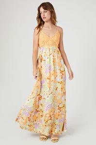 Oferta de Crepe Floral Print Maxi Dress por $31 en Forever 21