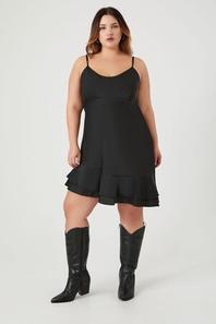 Oferta de Plus Size Asymmetrical Satin Mini Dress por $22 en Forever 21