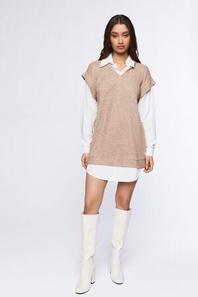 Oferta de Sweater Vest & Shirt Combo Dress por $32 en Forever 21