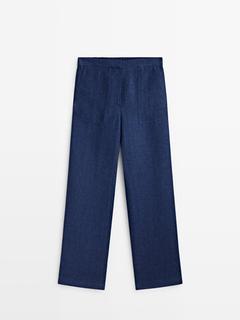 Oferta de Pantalón conjunto lino efecto denim por $49,5 en Massimo Dutti