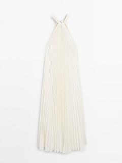 Oferta de Vestido plisado cuello halter por $249 en Massimo Dutti